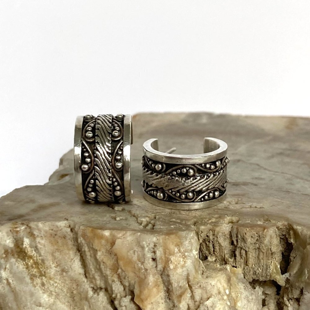Sterling Silver 925 LOIS HILL 0.79" Solid Bali Scrollwork Wide Hoop Earrings